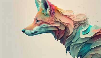 Fox abstract wallpaper. Soft background with animal in Pastel colors generative ai
