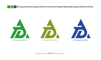 AD Logo Geometric Design with Icons Free Vector Design Alphabet Eps Design LOGO Free Vector