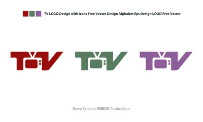 TV LOGO Design with Icons Free Vector Design Alphabet Eps Design LOGO Free Vector