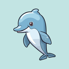 Fototapeta premium Adorable Dolphin Drawing, Marine Life Illustration, Ocean Animal Art