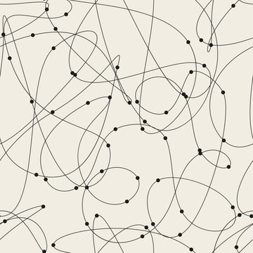 Vector seamless pattern. Decorative texture with tangled curved lines. Scrawl squiggly in pastel colors.