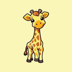 Kawaii Giraffe Drawing, Cute Long-necked Animal Illustration