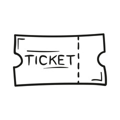 Entrance ticket vector hand drawn icon. Raffle ticket symbol in doodle style.