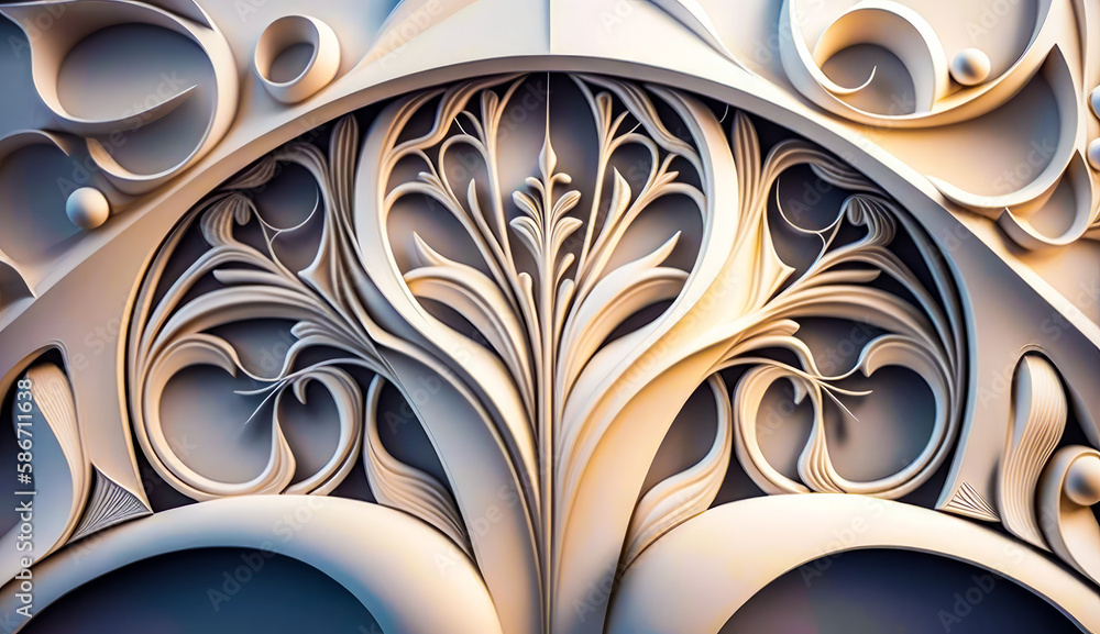 Poster close up of an intricate design on wall. generative ai.