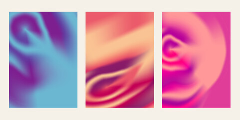 Set of vector abstract gradient fluid background. Gradient liquid mesh illustration. Template for booklet, flyer, cover, magazine, invitation.