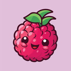 Cute Kawaii Raspberry Illustration, Sweet Berry Art