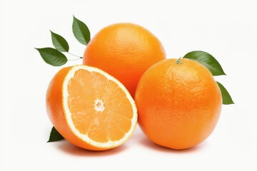 Fototapeta na wymiar Group of slices, whole of fresh orange fruits isolated on white background, Generative AI.