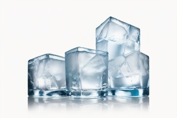 Obraz premium Ice cubes on white background, Generative AI.
