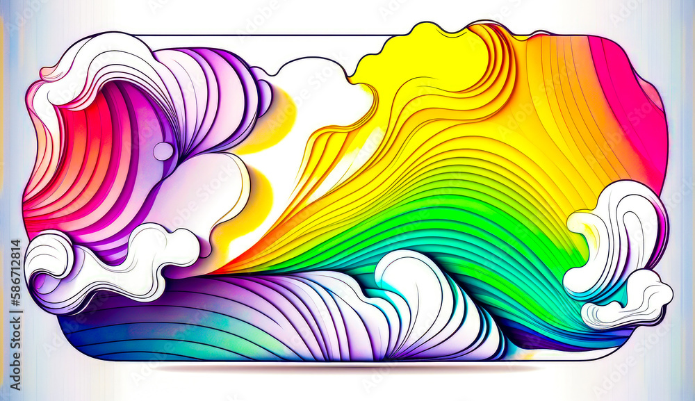 Aufkleber colorful abstract background with clouds and waves. generative ai.