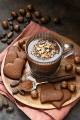 Homemade  hot chocolate in glass mug