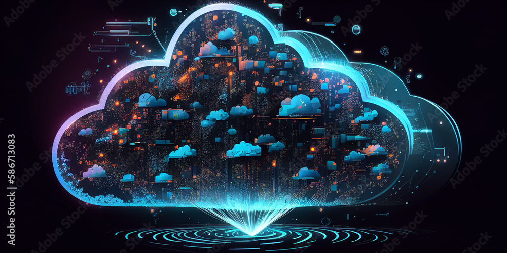 Poster cloud network concept generative ai