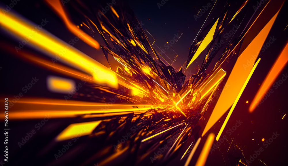 Aufkleber an abstract background with yellow and orange lines. generative ai.