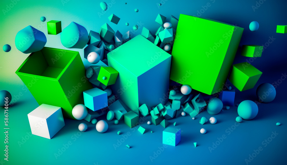 Aufkleber bunch of different shapes and sizes on blue background. generative ai.