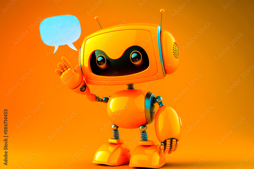 Aufkleber an orange robot with speech bubble. generative ai.