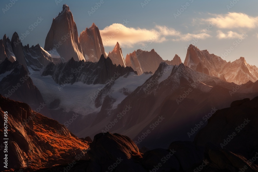 Aufkleber a group of mountains with snow on them and a few clouds in the sky with a few clouds in the sky with