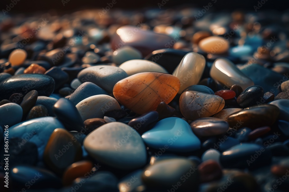 Aufkleber a bunch of rocks sitting on top of each other in a pile of them on a table next to each other with a