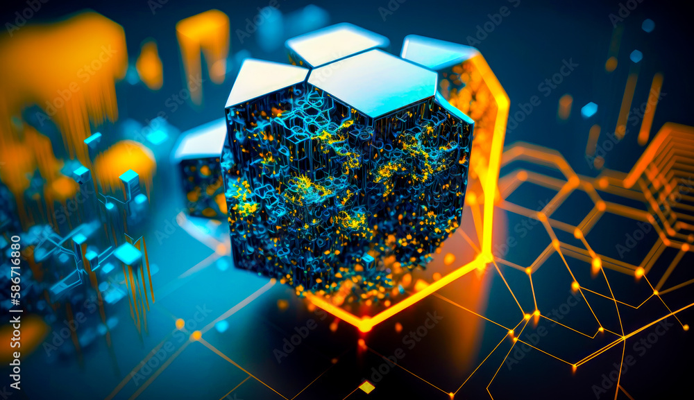 Poster cube that is sitting on top of table. generative ai.