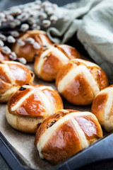 Hot cross buns  - Tradition  Easter baking on parchment