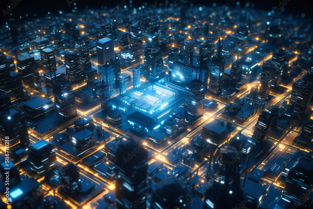Poster an interconnected energy grid optimizes power consumption, seamlessly integrating renewable sources 