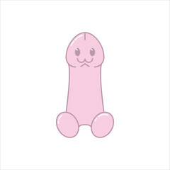 penis pink cartoon illustration isolated on white background