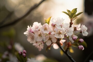 A cherry tree in full bloom, bokeh Generative AI