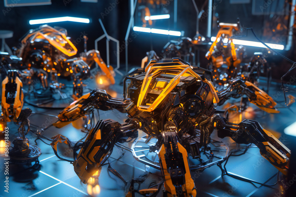 Poster synchronized, cooperative robot swarms work together to complete complex tasks and solve problems in