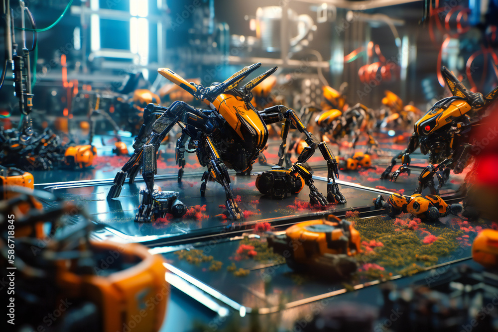 Poster synchronized, cooperative robot swarms work together to complete complex tasks and solve problems in