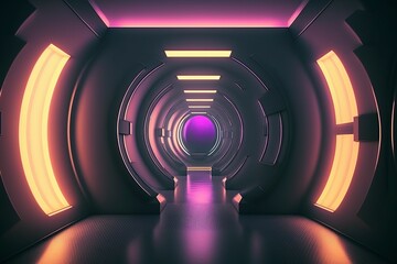 multicolor illustration, neon glowing tunnel, ai generative.