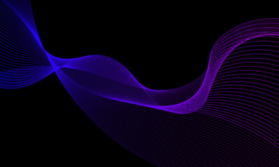 Abstract art lines with glowing blue wave. Aesthetic moving lines design element. Modern blue flowing wave lines background. Futuristic vector concept.