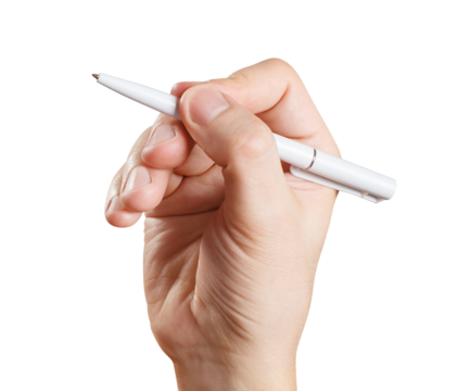 Hand holding a pen cut out - Powered by Adobe