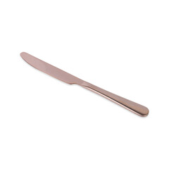 Rose golden metal knife isolated over white background