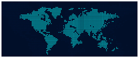 Dotted world map,map template for web site pattern, infographics on blue background. 