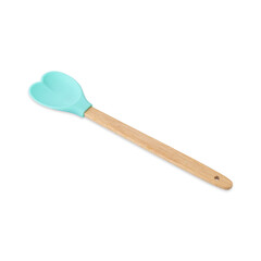 Heart shaped silicon and bamboo wooden spatula isolated over white background