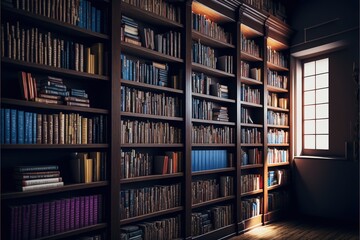 Bookshelves. AI generated