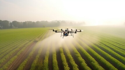 Drones working on plantations on a farm Generative AI