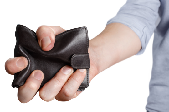 Hand crumpling leather wallet, cut out