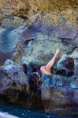 Tidepool natural pool outdoor woman wild relaxing 