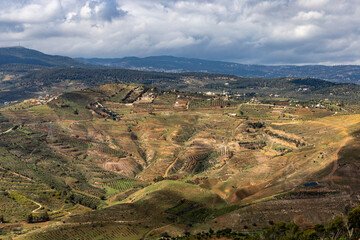 Naklejka premium Jerash, Jordan A view over the mountains outside Jerash.