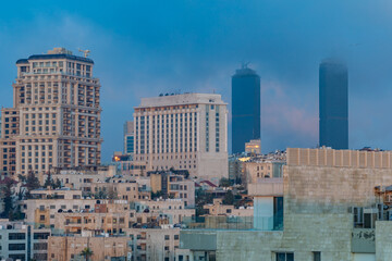 Naklejka premium Amman, Jordan The city skyline in the early morning 