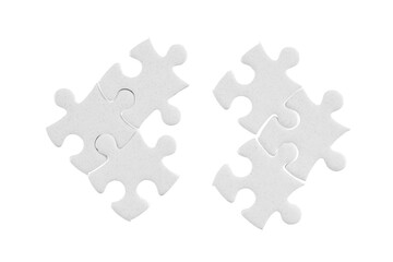 White puzzle pieces. Isolated png with transparency