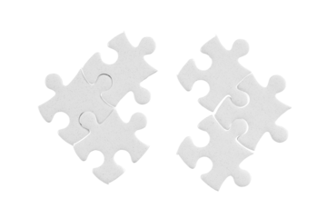 White puzzle pieces. Isolated png with transparency