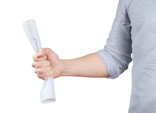 Hand crumpling paper sheet, cut out - Powered by Adobe