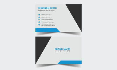Sky Blue & Black Modern Corporate Creative and Clean Business Card Design Template Name Card Visiting Card Simple Flat Horizontal Vector Design Layout In Rectangle Size.