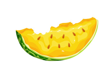 Juicy yellow watermelon.Slice of summer berry.Vector graphics.
