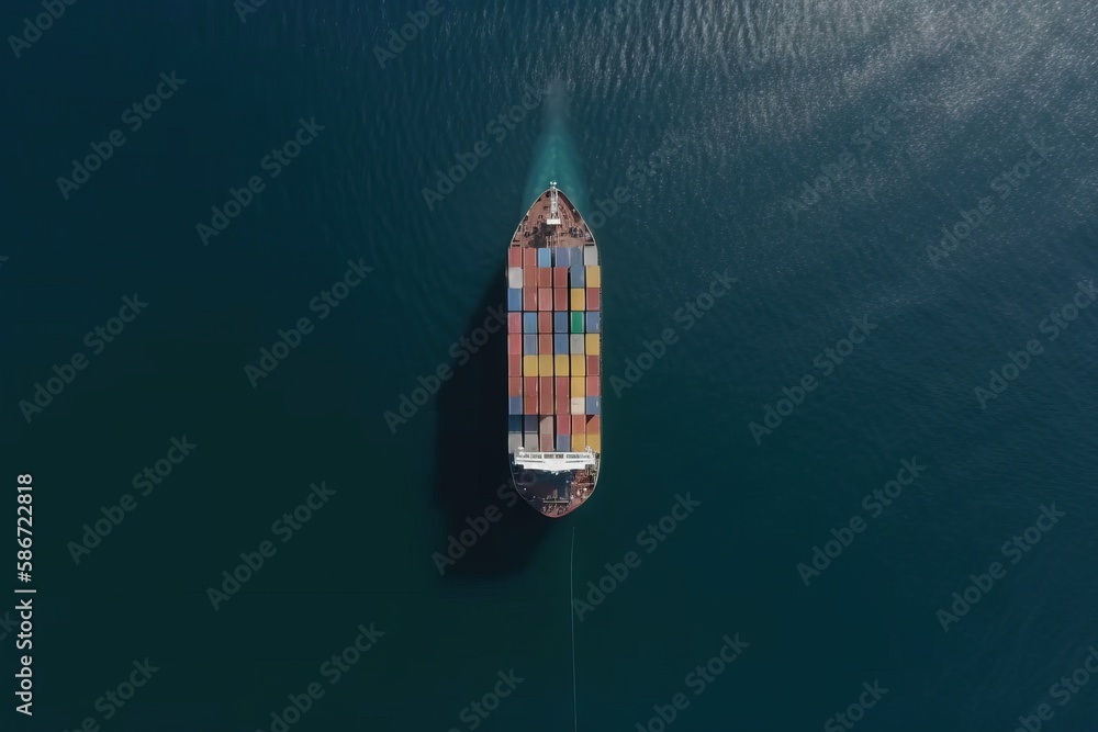 Aufkleber a large container ship in the middle of a body of water with a tug boat in front of the boat and a s