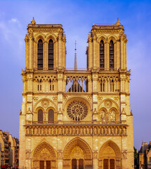Fototapeta na wymiar Notre Dame de Paris Cathedral at sunset, France