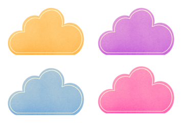 cute cloud shape sticky notes on transparent background, extracted, isolated, png file