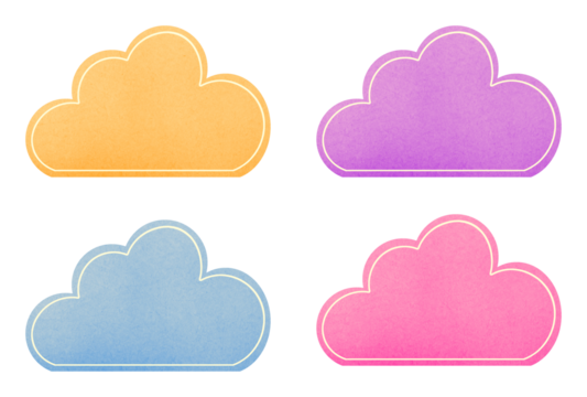 cute cloud shape sticky notes on transparent background, extracted, isolated, png file