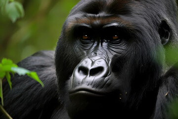 Obraz premium Gorilla - Africa - A large primate species known for its strength and intelligence (Generative AI)