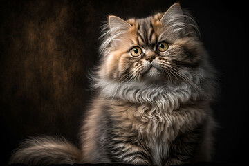 Majestic British Longhair Cat on Dark Background - Capturing the Beauty of this Regal Breed